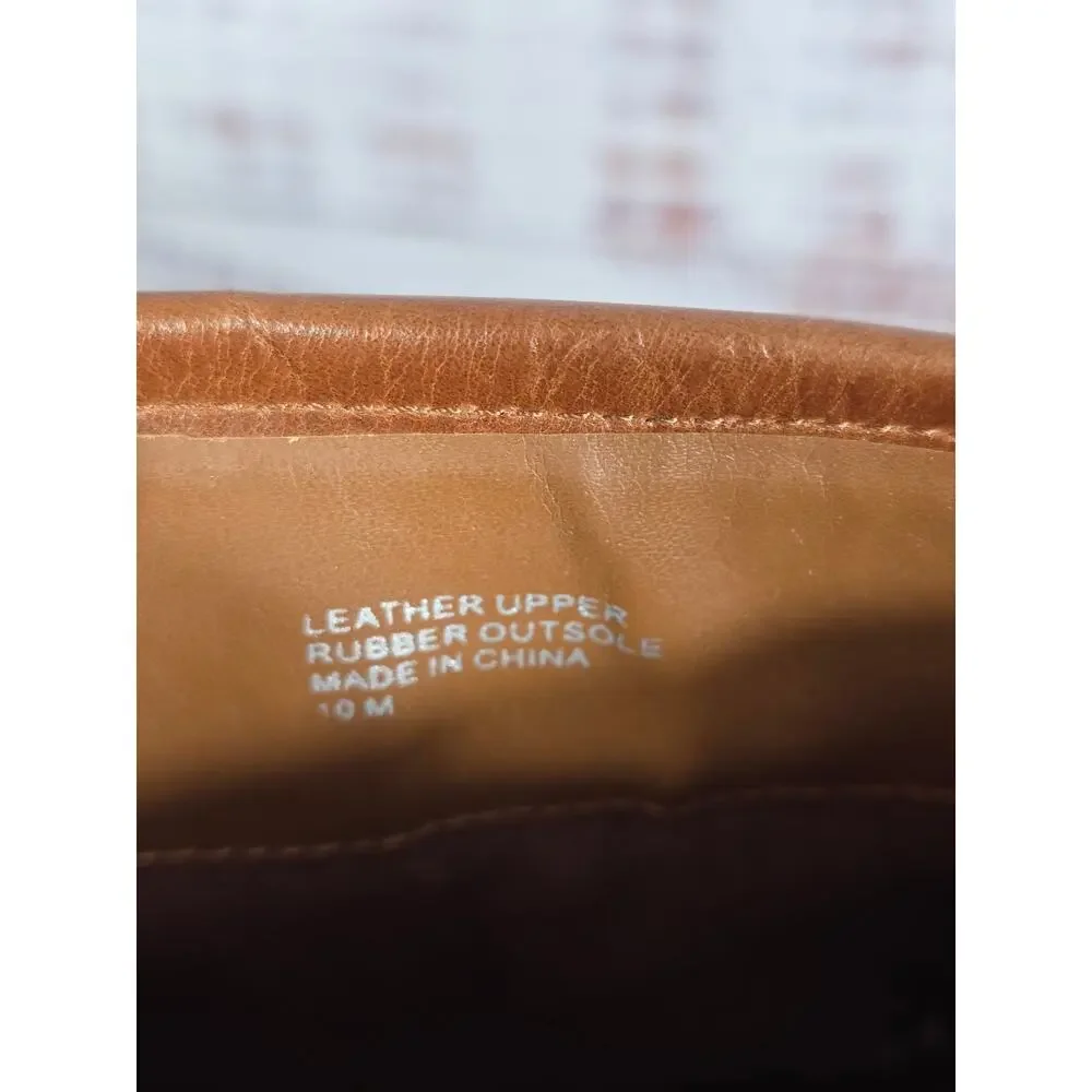 LOFT Women's Tall Brown Leather Riding Boots Size 10 Buckle Zip Knee High